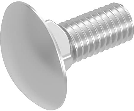 SECCARO Lot de 20 boulons de carrosserie M6 x 16 mm en acier inoxydable V2A VA A2, DIN 603 / ISO 8677, tête ronde avec collet carré Filetage complet