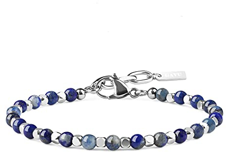 GAVU Unisex Geschenk Lässiges Armband aus Lapislazuli und Edelstahlperlen