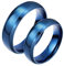 Paar Ringe mit Gravur, Partnerringe Blau Silber Edelstahl 6 mm Gebürstete Abgeschrägte Kante für Paar Valentinstag