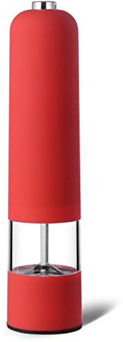 Qiebenav Moulin à sel électrique à poivre réglable avec batterie Rouge
