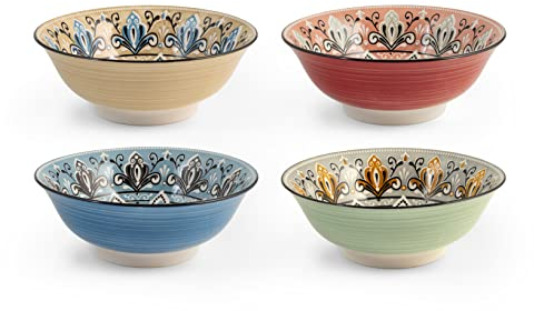Royal Norfolk Jaipur Lot de 4 tasses en porcelaine assorties 21 cm