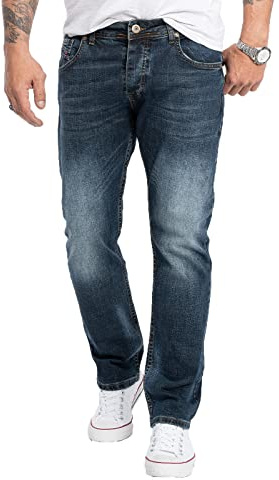 Rock Creek Herren Jeans Regular Fit Stretch Jeans Männerhose Herrenjeans Denim Hosen Herrenhose Straight Cut Stonewashed RC-2279 Blau W29 L32