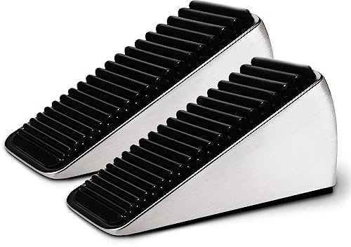 AIMAXINKE 2Pc Strongest Large Door Stop - Heavy Duty Tall Door Stop Wedge Door Stoppers for Bottom of Door, Tall up to 2.6In Doorstop Zinc Alloy and Silicone Made Suits Any Heavy Door Any Smooth Floor
