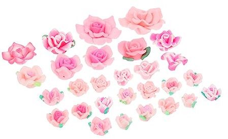 VILLCASE 28st Blumenset Aus Betten -perlen Fruchtperlen Blumenanhänger Aus Große Perlen Blumenköpfe Perlen Verzierungen Mini Aus Weicher Keramik 3d Polymer-ton