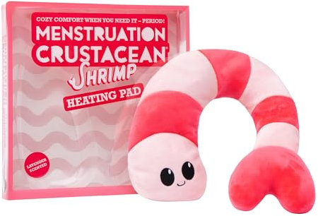 Menstruation Crustacean Shrimp: Lavender-Scented Microwaveable Heating Pad, Unique Gifts for Her, Heat Therapy, Soothing Relief Heated Soft Toy