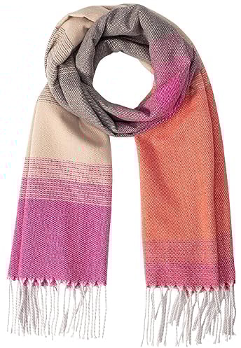 camel active Damen Softer Webschal mit kariertem Muster Pink-Rot, womenswear-OS