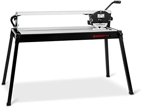 EBERTH Fliesenschneidmaschine Nass, Elektrisch 800 Watt Leistung, 900mm Schnittlänge, Nassschneider mit Tisch, Pumpe und optischem Laser, Elektrischer Fliesenschneider mit 230mm Diamanttrennscheibe