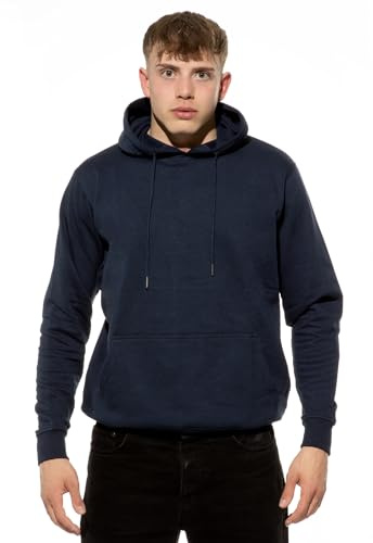 Cotton Prime Bequemer und Stilvoller Unisex Kaputzenpullover Hoody Sweatshirt für Damen und Herren, Blau, Gr. S