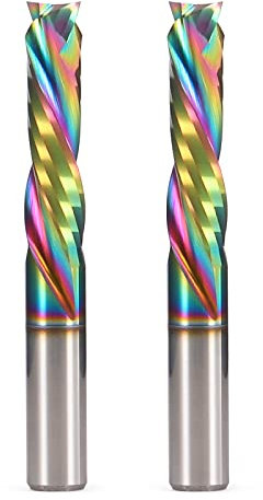 Trvoxviq Spiral Router Bits 2 Flutes CNC End Mill, 1/4'' (6.35mm) Shank Up Down Cut Compression Bit with DLC Coating, Tungsten Steel CNC Bit Milling Cutter Tools for Woodworking Engraving(6.35X25mm)