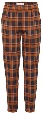 ICHI IHKATE CHECKO PA Damen Hose Stoffhose mit Stretch Enger Schnitt mit Elastikbund, Größe:L, Farbe:Total Eclipse Checko Jaquard (202857)