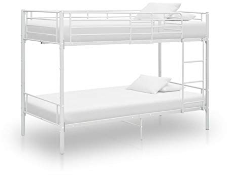 TANZEM Etagenbett, Hochbett, Baby Doppelbett, Babyhochbetten, Weiß Metall 90×200 cm