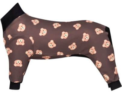 Spark Paws Hundepyjama, ultraweich und 4-Wege-Stretch, Erholungsanzug nach Operation, Schlafanzug Onesie für Kleine, Mittlere und Große Hunde - Bear Black - S