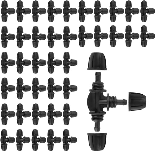 Hydrogarden 40 piezas de riego por goteo de 1/4 pulgadas de púas para tubo de riego de 1/4 pulgadas, pieza en T para sistemas de césped de jardín