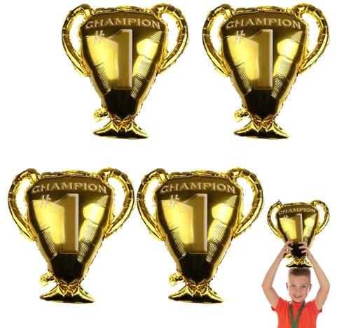 Ballon Gonflable Trophée, Ballon Gonflable Coupe, Ballon Doré Trophée Gonflable, Trophée Ballon, Decoration Football Fête Kit, Football Ballon Trophée Deco, 4 PCS Trophée Champion, Fournitures de Fête