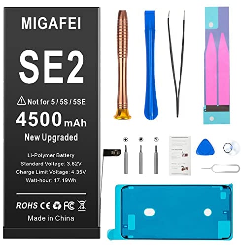 Battery for iPhone SE2 [2020], MIGAFEI 4500mAh Li-Ionen-Polymer-Ersatzakku mit hoher Kapazität für iPhone SE 2020 Akku Modell A2275 A2296 A2298 mit professionellem Reparatur Set…