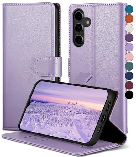 SkyDuck Cover per Samsung Galaxy A34 5G【Slot Carte】【RFID Portafoglio】 Cover per Samsung Galaxy A34 5G,con 1 Pellicola Vetro Temperato,uomo donna Pelle Sintetica Custodia per Samsung A34,Viola Lilla