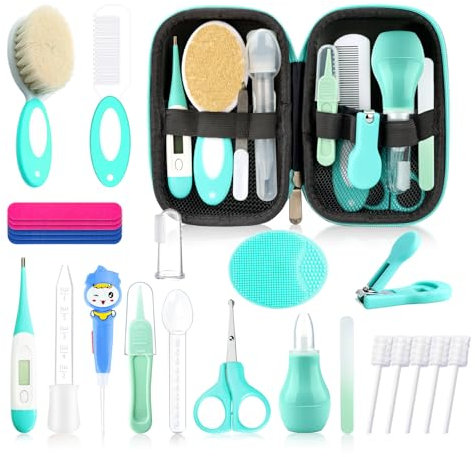 Baby Healthcare and Grooming Kit for Newborn Kids, 24PCS Upgraded Safety Baby Care Kit, Newborn Nursery Health Care Set, Baby Care Products (Green)