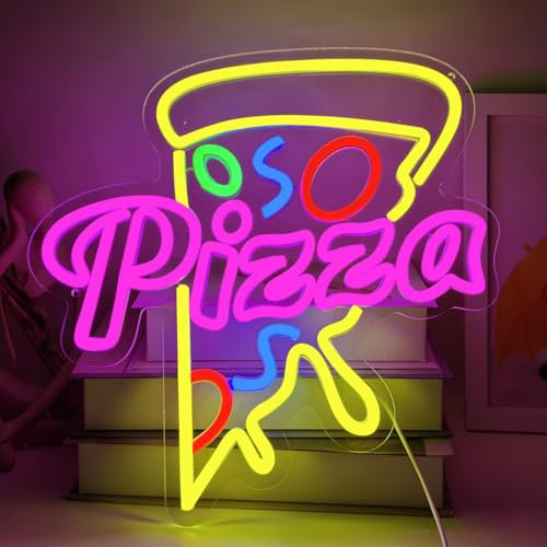 YUEYYNS Pizza Neon, Pizza Enseigne au Néon, Panneau Néon Pizza, LED Pizza Néon Light Signe, USB Led Néons Wall Decor pour Pizzeria Chambre Restaurant Cuisine Partie Décoration