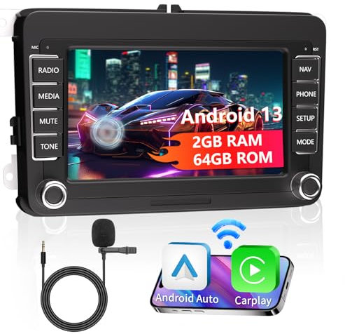 Android 13 Autoradio für VW Golf 5 Tiguan Touran Passat Polo Skoda Caddy Seat Radio Wireless Carplay Android Auto 7 Zoll Touchscreen mit Nai Suitable for Volkswagen 7-inch car Stereo