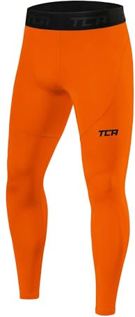 TCA Boys Pro Performance Compression Leggings Thermal Base Layer Tights - Orange, 10-12 Years