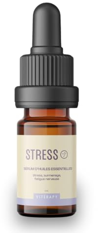 Sérum Stress Naturel, Apaise intensément l'esprit, Huiles Essentielles Bio de Petit Grain Bigarade et Camomille Romaine, 100% Naturel, Fabriqué en France