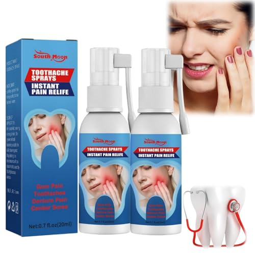 Toothache Relieving Spray for Adults, 2 x 20ml Herbal Oral Care Spray – Fast Acting Tooth Pain Relief & Gum Pain Spray with Rotatable Nozzle, Toothache Remedy for Home & Travel