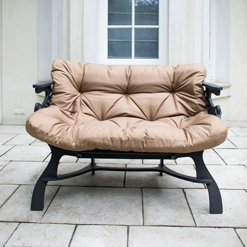 Wood Spark Hochwertiges Schlafsofa & Sessel Set: Graues Holzdesign mit Matratze in Cappuccino - Perfekt für Wohnzimmer, Balkon oder als Mini-Sofa für Küche - Sofa mit Schlaffunktion & Relaxsessel