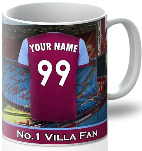 Personalised Villa Mug - Customise with A Name and Number for The Shirt and A Message On The Back of The Cup