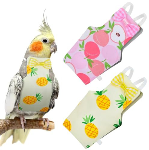 Vogelwindeln, waschbar und wiederverwendbar, Papageiendrucke mit wasserdichter Innenschicht, weich und verstellbar, für Wellensittiche, Sittiche, Nymphensittiche, Mini-Aras, Kanarienvögel