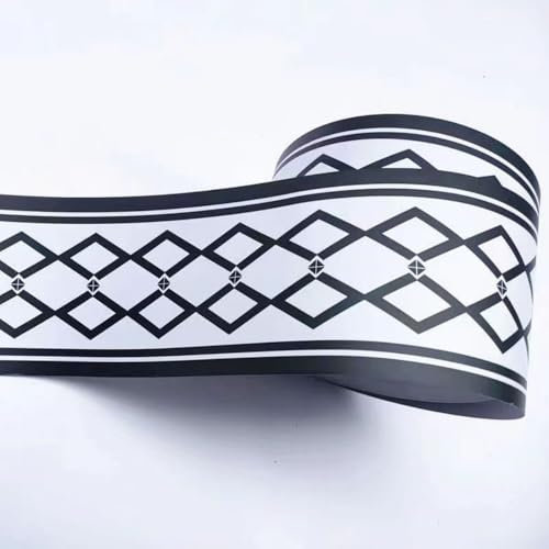 VisitRyl Black and White self Adhesive Wallpaper Border Wall Tiles Decorative, Peel and Stick Wall Border Bathroom Stickers Black and White Squares 12cm X 500cm