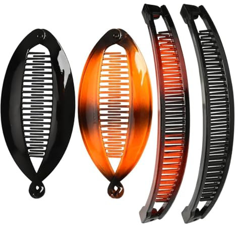 4 Stück Bananenspange Haare, Banana Clip Dickes Haar, Retro Weibliches Haar Accessoire Haarkamm, Bananen Haarspange, Hair Clips, Vintage Fischschwanz, Haarklammer Damen