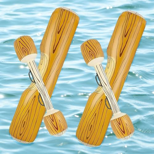 Ayizhiniu 4pcs Ensemble Flottant Gonflable Jouets, Radeaux Gonflables Bataille, Jouets Piscine Flotteur Nautiques, Gonflable Bois Radeaux Flotter Jouets, Adultes Enfants Jeux Aquatique
