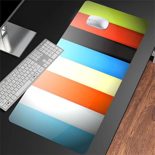 Tapis de Souris Gaming XXL 600x300x2mm Tapis de Souris Gamer Extra Large en Tissu avec Base antidérapante Améliore la Précision et la Vitesse pour Gamer, Ordinateur, PC (Bleu Blanc Orange)