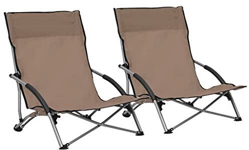 Myheimly Klappbar Klappstühle Klappstuhl Gartenmöbel Balkon Sühle Gartenstuhl Strandstühle 2 STK. Taupe Stoff