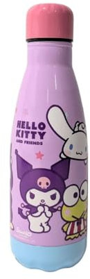 My sweety pop - Botella Hello Kitty de acero inoxidable para niño, adulto, adulto, para comida, 22,5 cm, 500 ml, hidratación, idea de regalo (Hello Kitty - Rosa/Morado)