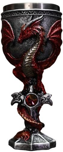 Mafagwre Mittelalterlicher Drachenkelch, 200 Ml Mittelalterlicher Weinkelch, Halloween-Kelch, Halloween-Party-Weinglas, Drachenförmiger Kelch Aus Edelstahl, Gothic-Drachenkelch (C)