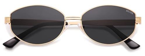 SOJOS Ovale Polarisiert Sonnenbrillen Damen Herren Retro Trendy Runde Sonnenbrille mit Metallrahmen UV400 Schutz SJ1255