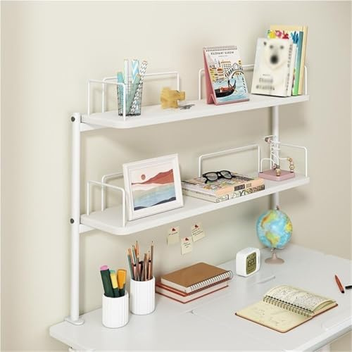 BDCPMT Klemmregal for den Schreibtisch, Klemmregal for den Schreibtisch, multifunktionaler Schreibtischregal-Organizer, Schreibtischregal for Büro, Heimdekoration, Küche(White,80cm)