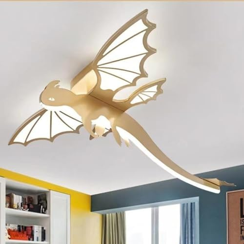 Harpochten LED Deckenleuchte Modern Kinderzimmer Deckenlampe Dimmbar Dinosaurier Design 3000K~6000K Babyzimmer Pendelleuchte Schlafzimme Küche Esszimmer Aktivitätsraum Deckenbeleuchtung(Yellow)