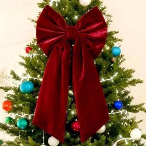 Lazos De Terciopelo Burdeos | Lazos Extra Grandes De Terciopelo Rojo Para La Punta Del Árbol De 90 X 45 Cm |Laz/o Gigantes Para Árboles De Navidad Para El Hogar,corona,fiesta De Cumpleaños Y Boda
