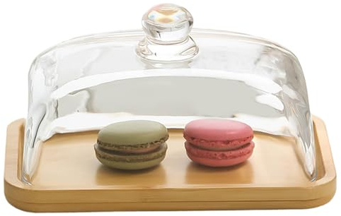 Beurrier en bois avec couvercle, couvercle en verre pour réfrigérateur à comptoir/7, 1x4, 7x3, 7 pouces