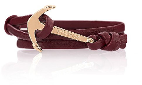 Anker Armband Leder Modeschmuck Maritim Unisex :: Ankerfarbe: Gold :: (Chestnut)