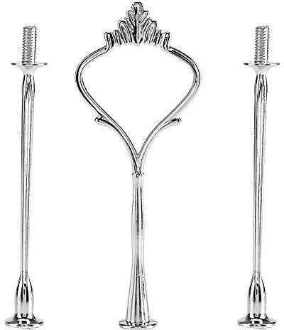 Yosoo Cake Plate Stand Handle Zinc Alloy Multi-tiers Tier Fruit Cake Plate Stand Handle for Wedding Birthday Party(Not Included Plate)(3 Tier-Silver Crown)
