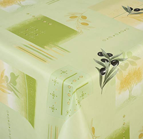 Venilia Tischdecke Olive grün Tischtuch Tischwäsche Wachstuch pflegeleicht wasserabweisend Rund 140cm, PVC-Polyester
