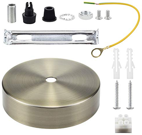 Ceiling Rose Pendant Cable Grip Flex Clamp Plate for Light Fitting 100mm Choose Hanging Lamp Multi Colour Full Set (Antique Bronze)