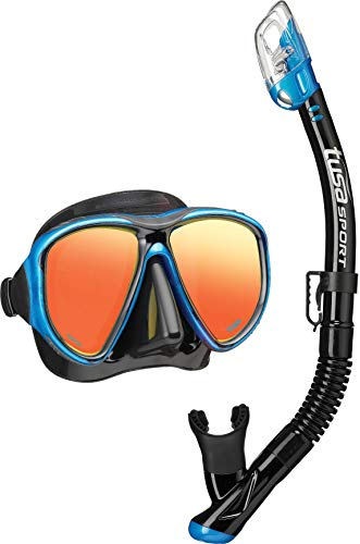 Tusa tauch-set Powerview Dry Mirror trocken Ventil-schnorchel maske erwachsene - schwarz/blau