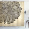 ABAKUHAUS Dahlie Duschvorhang, Vintage-Blüten-Grunge, Stoffliches Gewebe Badezimmerdekorationsset mit Haken, 175 x 240 cm, Braun und Beige