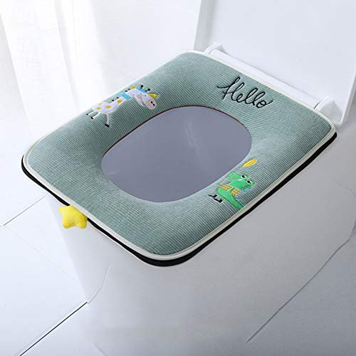 XGXQBS Waterproof Square Toilet Seat Cushion, Home Bathroom Soft Warm Washable Toilet Seat Cover Pads-n