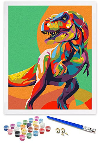 ifymei Peinture par Numero pour Enfant et Adulte, Loisirs Créatifs Activité Manuelle, Peinture Acrylique Kit de Dessin pour Filles et Garçons, Sans Cadre 40 x 50 cm - Animaux - Dinosaures
