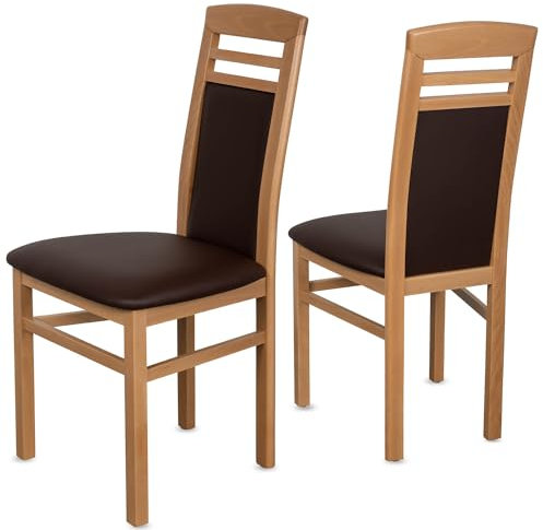 Staboos CH44 Esszimmerstuhle 10er Set Holz Stuhl bis 150 kg - Fertig montiert - Küchenstuhl gepolstert mit Ruckenlehne - massiv Holz Buche (Natur - Braun)